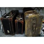 Two vintage leather suitcases,