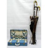 Brexton picnic set in blue case, for six people, including pottery cups,