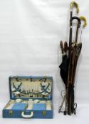 Brexton picnic set in blue case, for six people, including pottery cups,