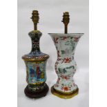 Oriental brass-mounted porcelain table lamp,