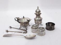 Edwardian silver pepperette, baluster shaped, with scroll borders, Birmingham 1905,