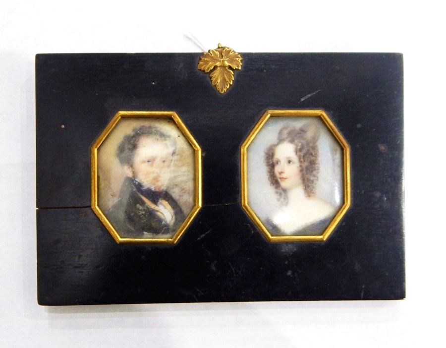 A pair of 19th Century miniatures on ivory,