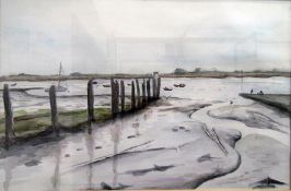 After Robin Davidson (20th Century) Colour print View of the estuary, signed in pencil lower right,