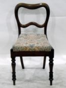 Victorian mahogany balloon-back dining chair with upholstered drop-in seat,