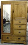 Late Victorian pale oak compactum, the mirror plate panel door enclosing hanging space,