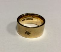9ct gold gent's wedding ring set single small diamond,