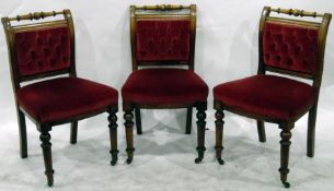 Set of six Victorian mahogany dining chairs, the backs with turned cresting rails,