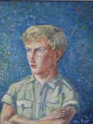 Victor(?) (20th century) Acrylic on board Half-length portrait of a boy,