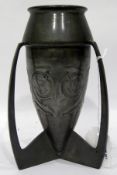 Liberty Tudric Art Nouveau pewter vase in the manner of Archibald Knox, tapering,