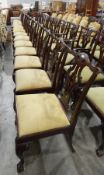 Set of 13 mahogany boardroom chairs with pierced splats, cabriole legs,