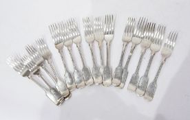 Quantity of silver plated fiddle pattern forks,