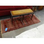 Persian style wool runner, stripped red ground with stripped geometric border,