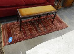 Persian style wool runner, stripped red ground with stripped geometric border,