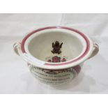 19th century Sunderland lustre two-handled marriage chamber pot,