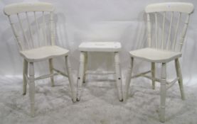 Pair of painted kitchen chairs and a painted stool (3)