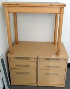 Pair of modern office three-height filing drawers and an office foldover table (3)