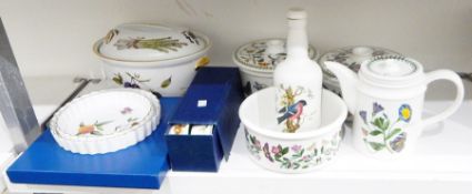 Two Portmeirion 'The Botanic Garden' pattern covered casserole dishes, teapot, tureen,