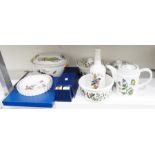 Two Portmeirion 'The Botanic Garden' pattern covered casserole dishes, teapot, tureen,