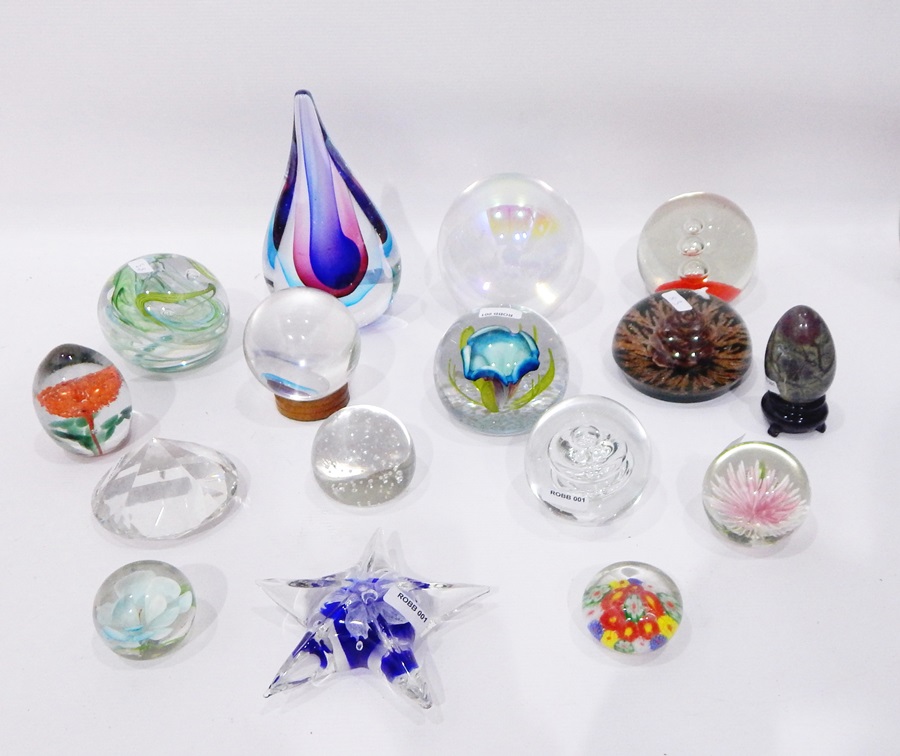 Assorted glass paperweights to include Caithness 'Caprice',