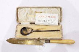Silver Keswick School of Industrial Arts copy of a medieval type spoon (cased) and Victorian