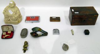 Large quantity of collectables including a pipe holder, a lighter, a brass miniature knocker,