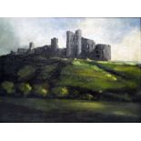Henry Harris (19th century school) Oil on canvas Castle ruin on a hilltop,