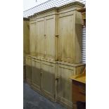 19th century stripped pine breakfront housekeeper's cupboard,