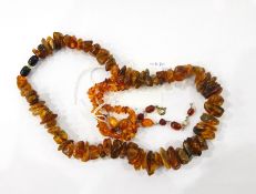 Rough amber necklace and two amber bracelets (3)