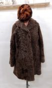 Brown Persian lamb three-quarter length coat and a mink hat (2)