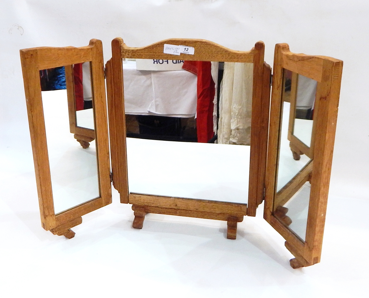 An Arts and Crafts three-fold dressing table mirror,