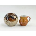 Aldermaston pottery goblet-shaped vase and a miniature jug (2)