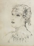 20th century school Print Head and shoulders study of a lady, initialled 'PB' lower right, 31.