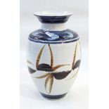 Aldermaston pottery vase, inverse baluster-shaped,