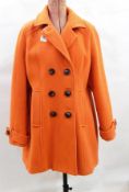 Orange double-breasted pea coat made by Boden