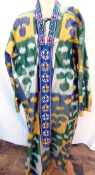 Ikat garments from Uzbekistan - mid 20th century woman's summer-weight robe in multi-coloured adras