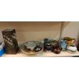 Assorted studio pottery to include a Tuson ceramic circular globular vase,