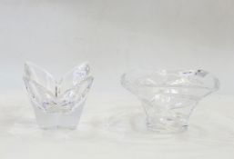 Orrefors Swedish crystal flower-shaped vase and a Marquis Waterford crystal bowl (2)