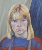 20th century school Oil on board Head and shoulders portrait of a young girl,