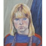 20th century school Oil on board Head and shoulders portrait of a young girl,