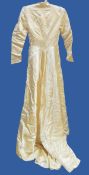 1930's cream satin wedding gown (with rust marks),
