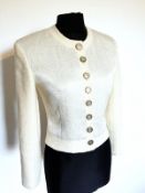 Valentino knitted Chanel style jacket, with bugle beads embroidered on the front, marked size 4,