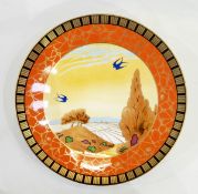 Royal Worcester 'The Art Deco Collection' 'Swallows at Dusk' pedestal dish commemorating the 250th