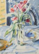 Jacques Kupfermann (American 1926-1987) Oil on canvas Still life of tulips in a vase,