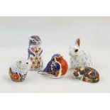 Royal Crown Derby 'Poppy Mouse', 'Snowy Rabbit' 2001, squirrel,