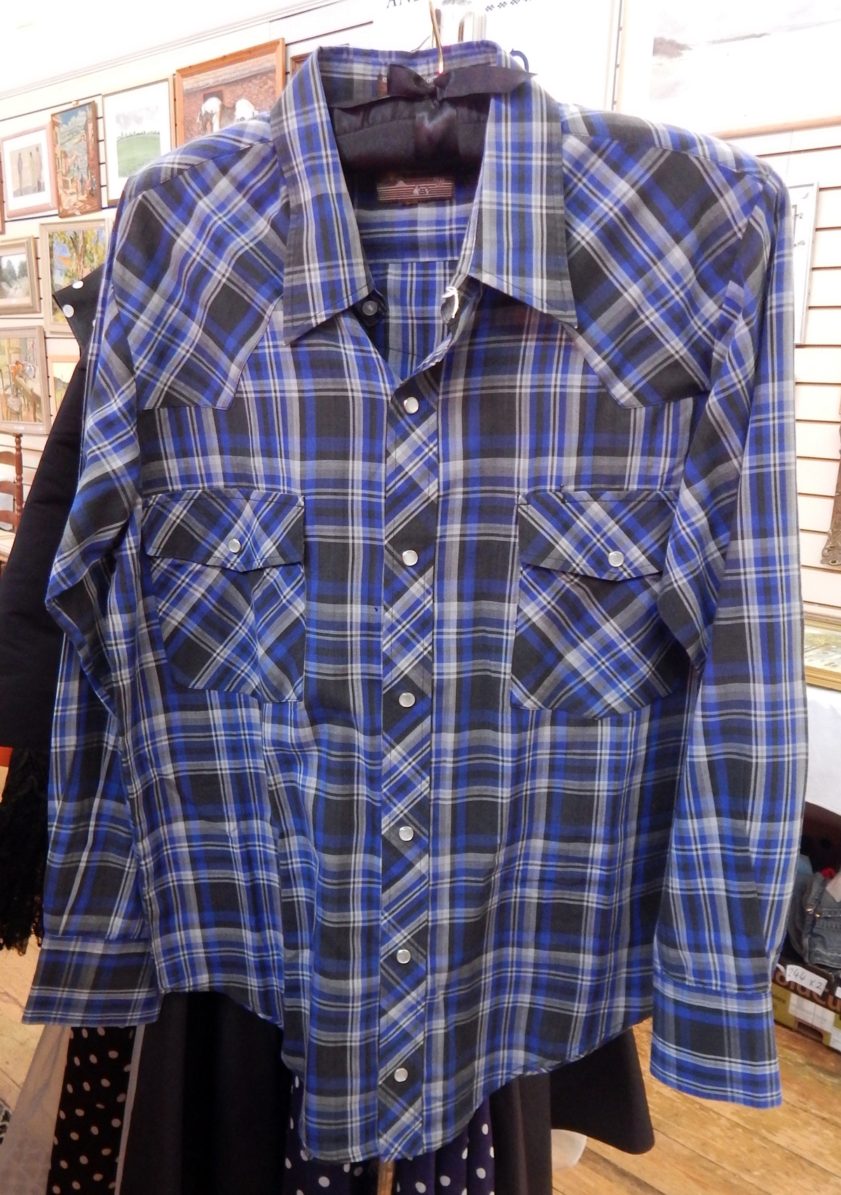 Four vintage cowboy style check shirts including Western Young Bloods, Outlaw Western Wear, - Image 3 of 4