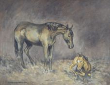 Jean Parry Williams (1918-2010) Oil on canvas Study of a horse with foal, signed lower left,