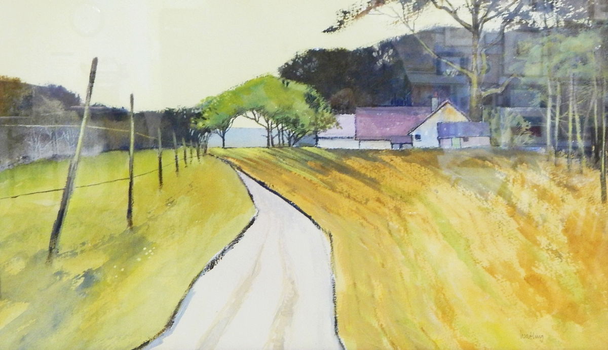 Patricia M Watling Acrylic on board "Track Past the Farm", signed lower right,