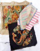 Quantity of vintage remnants, embroidered tapestries,