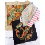 Quantity of vintage remnants, embroidered tapestries,