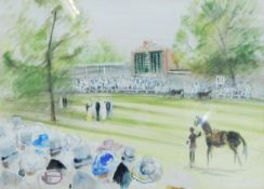 H Drummond (20th century) Watercolour Ascot scene, signed in pencil lower right, 40.5cm x 57.